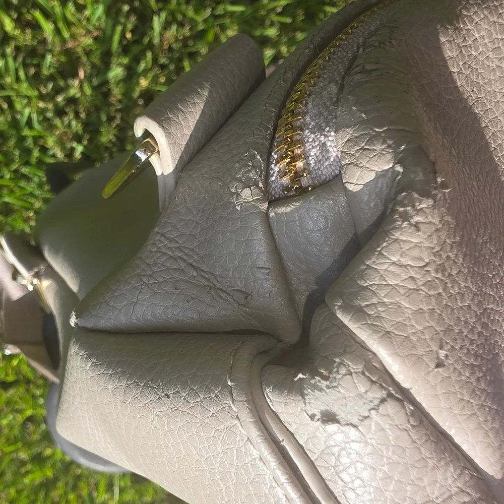 Fawn Design Original Diaper Bag Gray Vegan Leather Backpack Gold Hardware